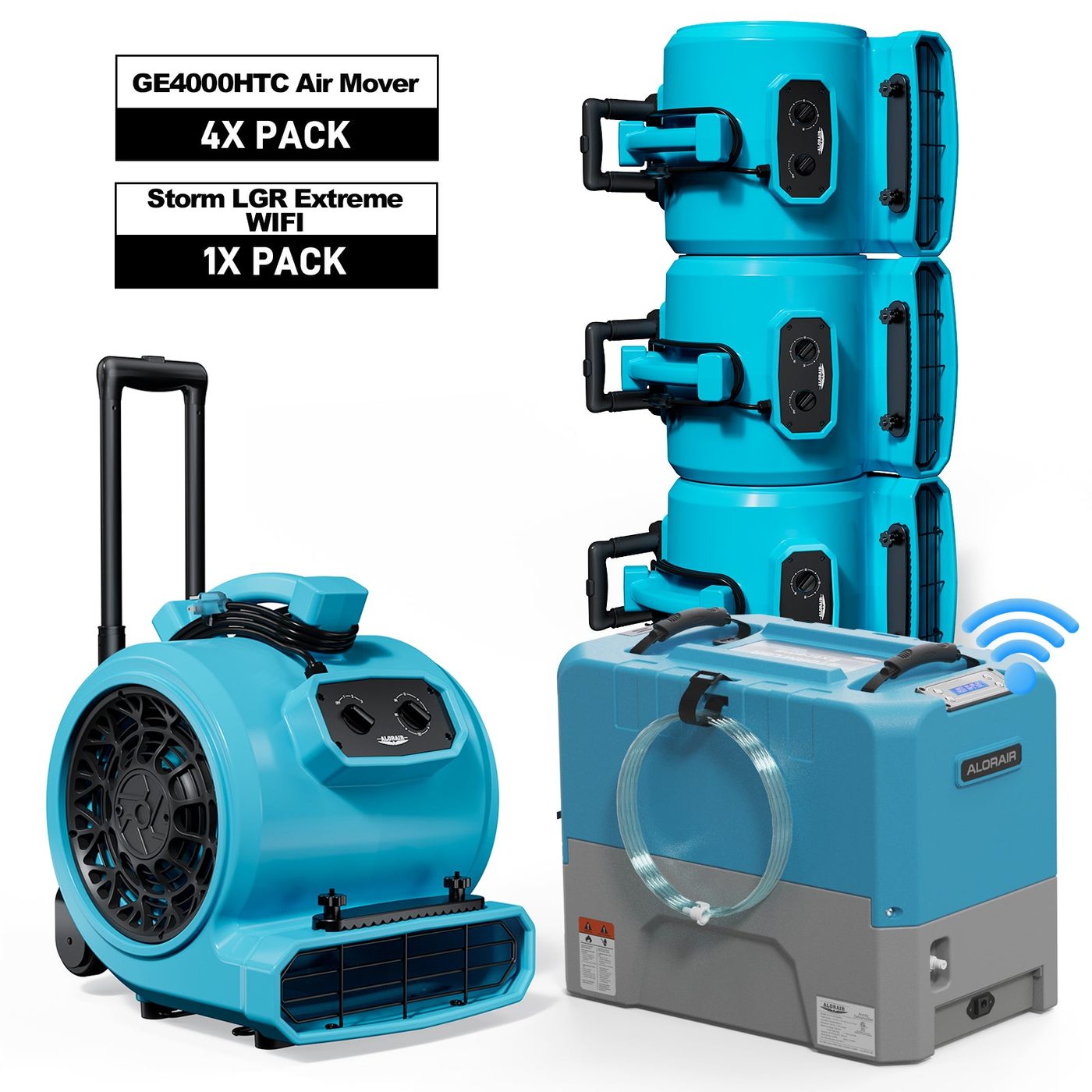 Commercial air movers and dehumidifier